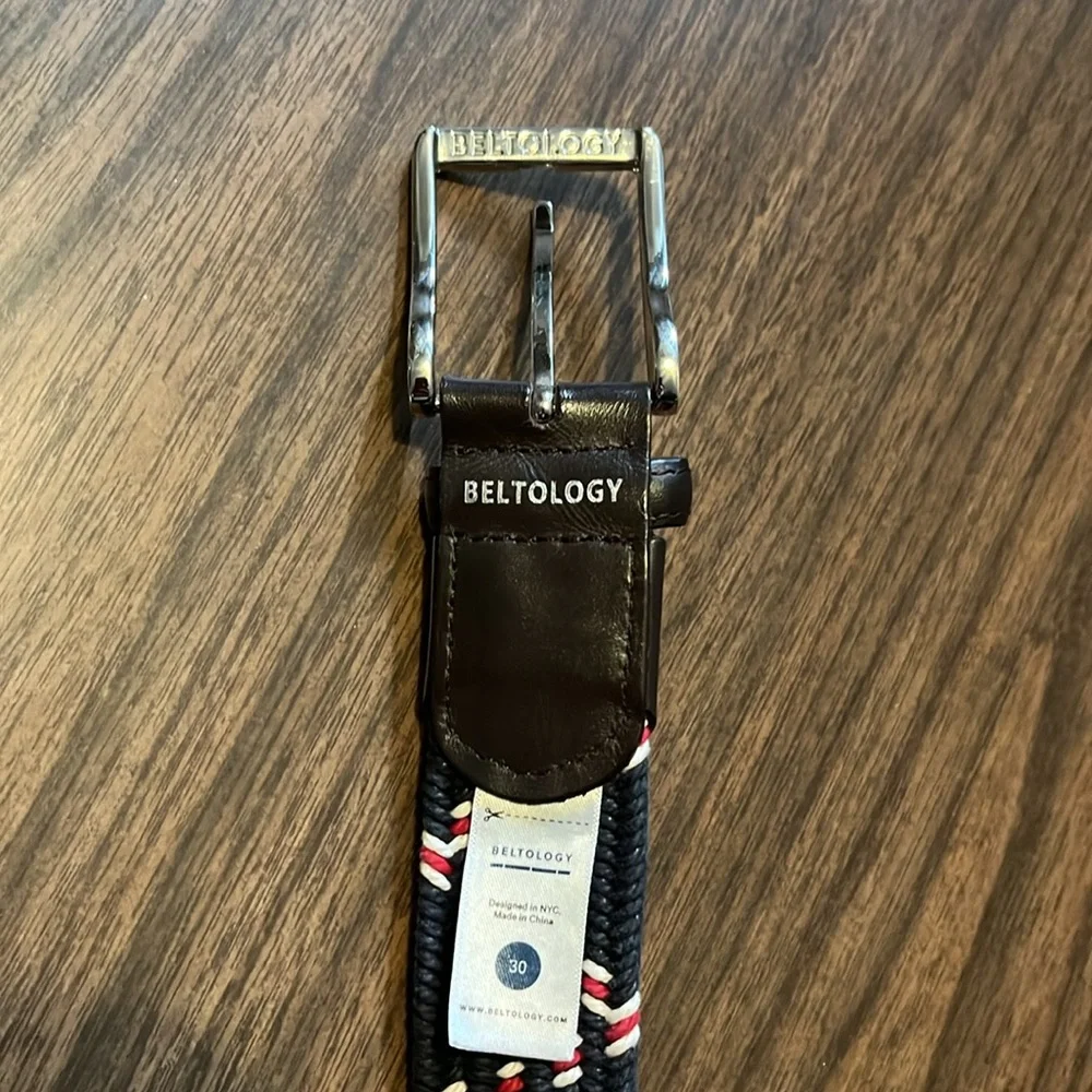 Beltogy Size 30 Helix Navy Blue Red White Men's Woven Belt